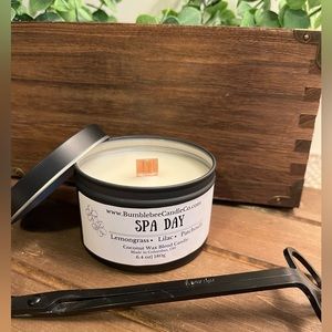 Spa Day coconut soy candle with crackling wood wick